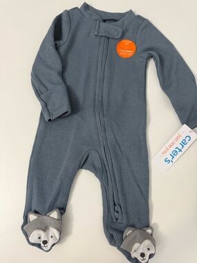 Carter's Slate Blue Waffle Knit Footed One-Piece